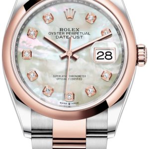 Rolex Damklocka 126201-0022 Datejust 36 Vit/18 karat roséguld Ø36 mm