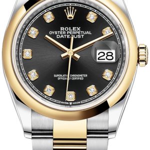 Rolex Damklocka 126203-0022 Datejust 36 Svart/18 karat gult guld Ø36