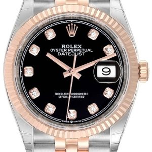 Rolex Damklocka 126231-0019 Datejust 36 Svart/18 karat roséguld Ø36