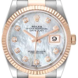 Rolex Damklocka 126231-0022 Datejust 36 Vit/18 karat roséguld Ø36 mm