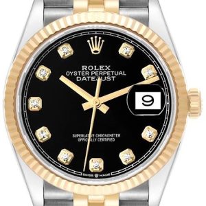 Rolex Damklocka 126233-0021 Datejust 36 Svart/18 karat gult guld Ø36