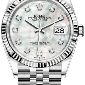 Rolex Damklocka 126234-0019 Datejust 36 Vit/Stål Ø36 mm