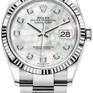 Rolex Damklocka 126234-0020 Datejust 36 Vit/Stål Ø36 mm