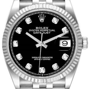 Rolex Damklocka 126234-0027 Datejust 36 Svart/Stål Ø36 mm