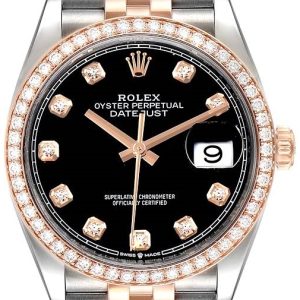 Rolex Damklocka 126281RBR-0007 Datejust 36 Svart/18 karat roséguld