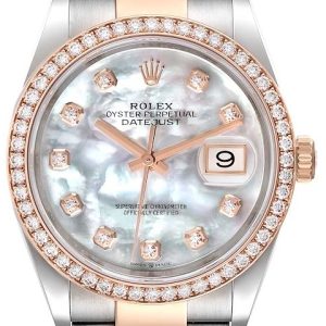 Rolex Damklocka 126281RBR-0010 Datejust 36 Vit/18 karat roséguld