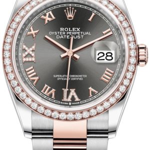 Rolex Damklocka 126281RBR-0012 Datejust 36 Grå/18 karat roséguld