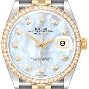 Rolex Damklocka 126283RBR-0009 Datejust 36 Vit/18 karat gult guld