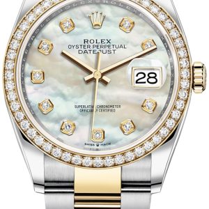 Rolex Damklocka 126283RBR-0010 Datejust 36 Vit/18 karat gult guld