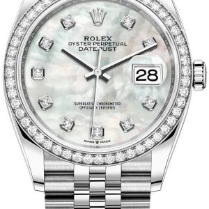 Rolex Damklocka 126284RBR-0011 Datejust 36 Vit/Stål Ø36 mm