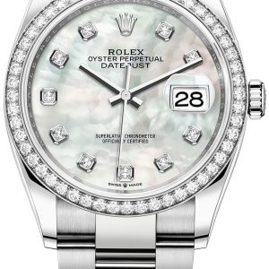 Rolex Damklocka 126284RBR-0012 Datejust 36 Vit/Stål Ø36 mm