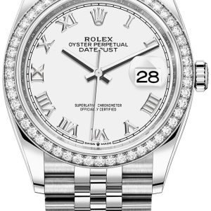 Rolex Damklocka 126284RBR-0017 Datejust 36 Vit/Stål Ø36 mm