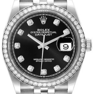 Rolex Damklocka 126284RBR-0019 Datejust 36 Svart/Stål Ø36 mm