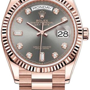 Rolex Damklocka 128235-0050 Day-Date 36 Grå/18 karat roséguld Ø36