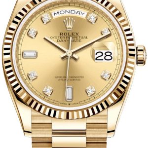 Rolex Damklocka 128238-0008 Day-Date 36 Gulguldstonad/18 karat gult