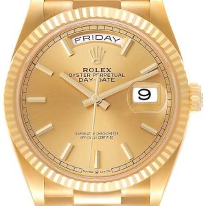 Rolex Damklocka 128238-0045 Day-Date 36 Gulguldstonad/18 karat gult