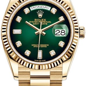 Rolex Damklocka 128238-0069 Day-Date 36 Grön/18 karat gult guld Ø36