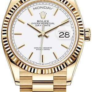 Rolex Damklocka 128238-0081 Day-Date 36 Vit/18 karat gult guld Ø36 mm