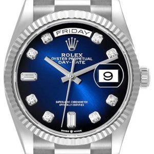 Rolex Damklocka 128239-0023 Day-Date 36 Blå/18 karat vitt guld Ø36