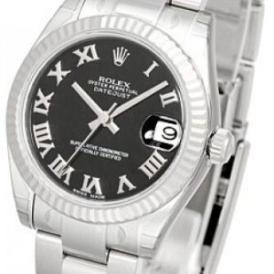 Rolex Damklocka 178274-0078 Datejust Midsize Svart/Stål Ø31 mm