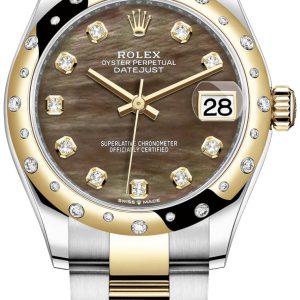 Rolex Damklocka 278343RBR-0023 Datejust 31 Svart/18 karat gult guld