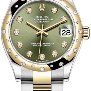 Rolex Damklocka 278343RBR-0029 Datejust 31 Grön/18 karat gult guld