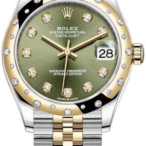 Rolex Damklocka 278343RBR-0030 Datejust 31 Grön/18 karat gult guld