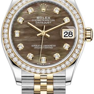 Rolex Damklocka 278383RBR-0024 Datejust 31 Svart/18 karat gult guld