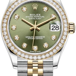 Rolex Damklocka 278383RBR-0030 Datejust 31 Grön/18 karat gult guld