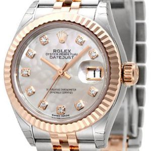 Rolex Damklocka 279171-0013 Lady-Datejust 28 Vit/18 karat roséguld