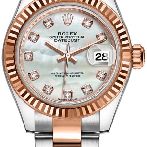 Rolex Damklocka 279171-0014 Lady-Datejust 28 Vit/18 karat roséguld