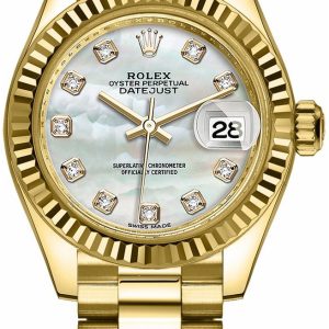 Rolex Damklocka 279178-0025 Lady-Datejust 28 Vit/18 karat gult guld