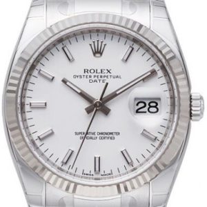 Rolex Herrklocka 115234-0003 Oyster Perpetual Date Vit/Stål Ø34 mm