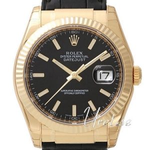 Rolex Herrklocka 116138 Datejust Gold/Steel Svart/Läder Ø36 mm