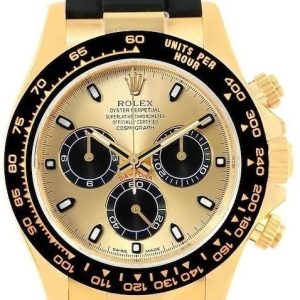 Rolex Herrklocka 116518LN-0048 Cosmograph Daytona Gulguldstonad/Gummi