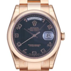 Rolex Herrklocka 118205F-0059 Day-Date 36 Svart/18 karat roséguld