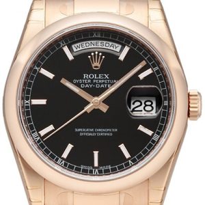 Rolex Herrklocka 118205F-0060 Day-Date 36 Svart/18 karat roséguld