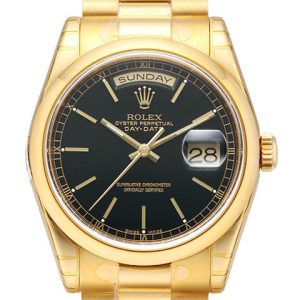 Rolex Herrklocka 118208-0082 Day-Date 36 Svart/18 karat gult guld