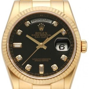 Rolex Herrklocka 118238-0111 Day-Date Svart/18 karat gult guld Ø36 mm