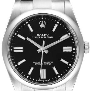 Rolex Herrklocka 124300-0002 Oyster Perpetual 41 Svart/Stål Ø41 mm