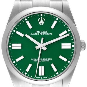 Rolex Herrklocka 124300-0005 Oyster Perpetual 41 Grön/Stål Ø41 mm