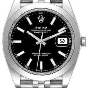 Rolex Herrklocka 126300-0012 Datejust 41 Svart/Stål Ø41 mm