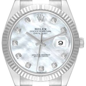 Rolex Herrklocka 126334-0019 Datejust 41 Vit/Stål Ø41 mm