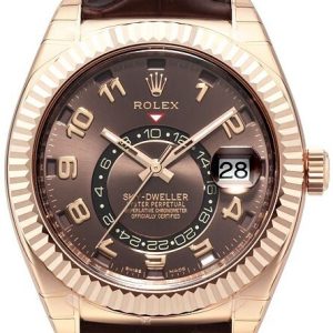 Rolex Herrklocka 326135-0001 Sky-Dweller Brun/Läder Ø42 mm