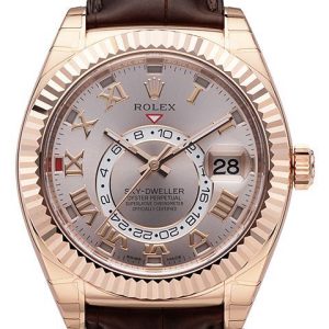 Rolex Herrklocka 326135-0004 Sky-Dweller Rosa/Läder Ø42 mm