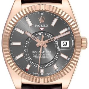 Rolex Herrklocka 326135-0008 Sky-Dweller Grå/Läder Ø42 mm