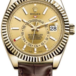 Rolex Herrklocka 326138-0006 Sky-Dweller Gulguldstonad/Läder Ø42 mm