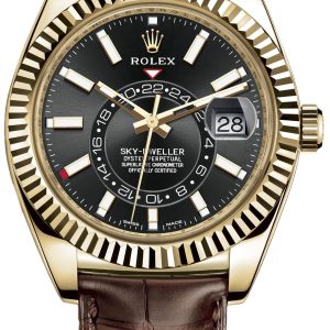 Rolex Herrklocka 326138-0008 Sky-Dweller Svart/Läder Ø42 mm