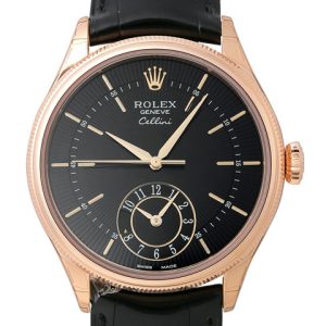 Rolex Herrklocka 50525-0011 Cellini Dual Time Svart/Läder Ø39 mm