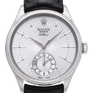 Rolex Herrklocka 50529-0006 Cellini Dual Time Silverfärgad/Läder